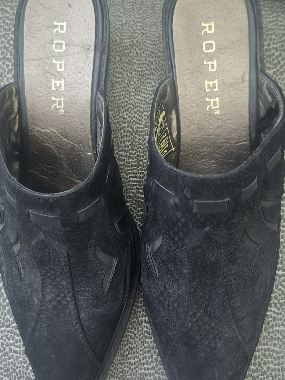 Roper Black Seude Women's Slip-On Mules